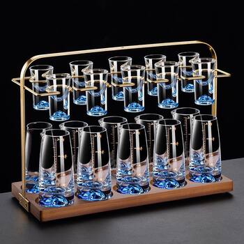 Blue Mountain Wine Dispenser White Wine Glass Set with Scale Household Accessible Luxury Crystal Glass One-Cup Wine Set Creative Others