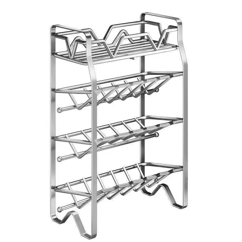 Stainless Steel Kitchen Storage Rack Spice Rack Kitchen Storage Rack Multi-Functional Pot Rack Multi-Layer Spice Rack