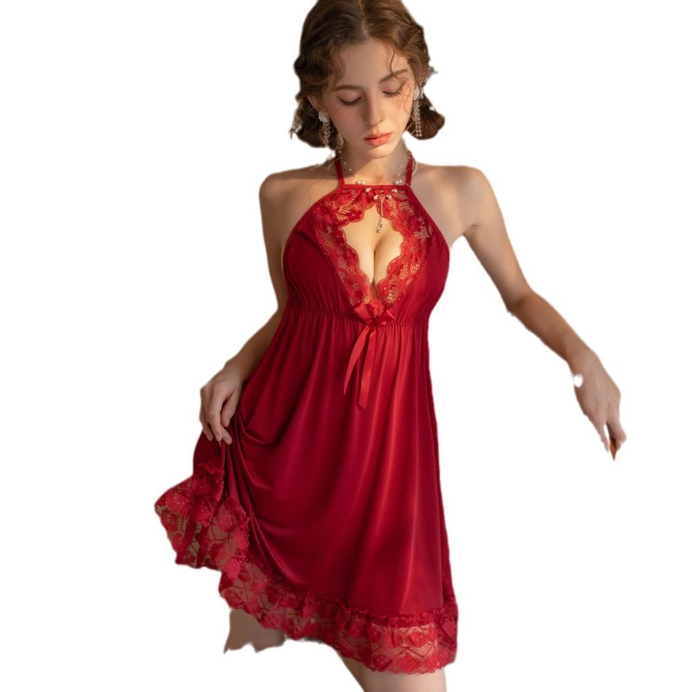 新款性感丝滑睡衣女公主蕾丝优雅吊带欲风睡裙夫妻调情情趣内衣
