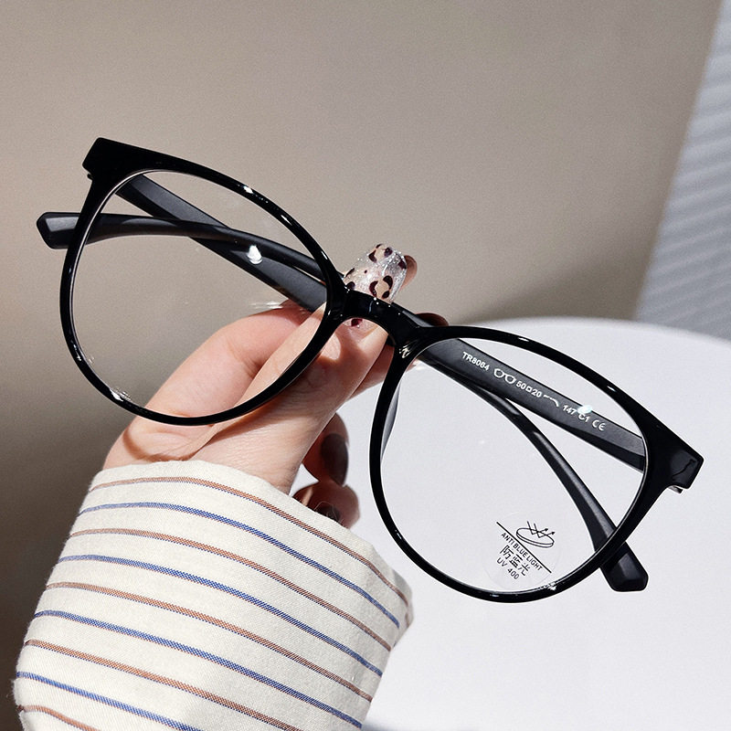 New TR90 round frame glasses frame Fashion anti-blue light computer myopia glasses frame unisex plain plain glasses