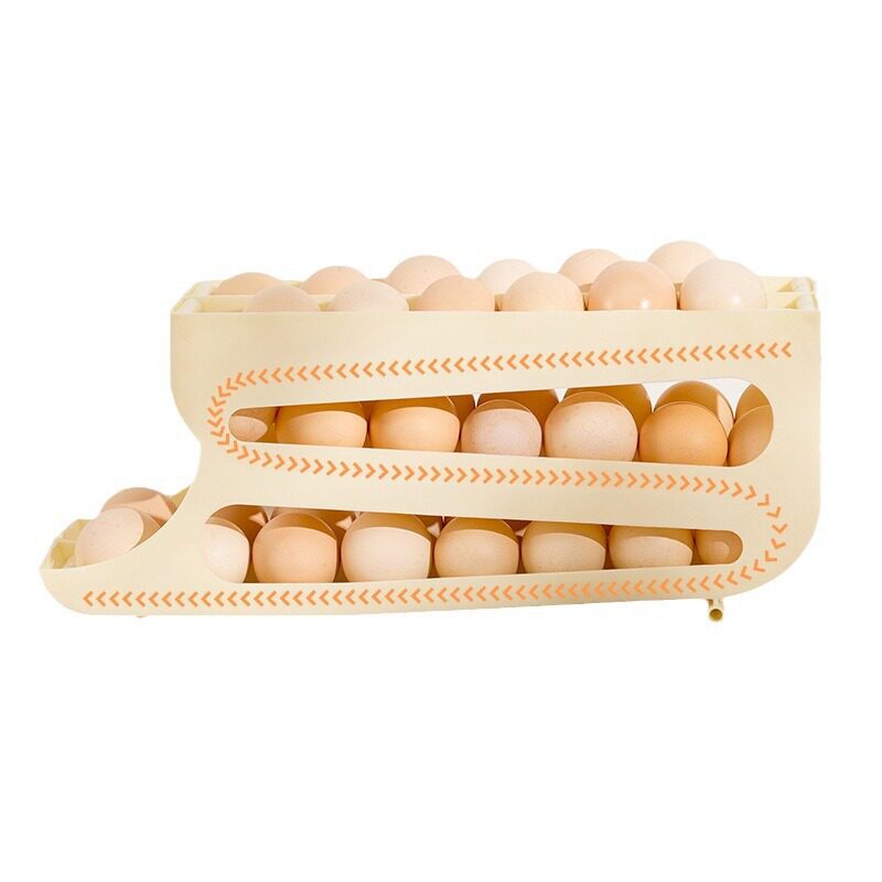 Rolling Egg Storage Box Kitchen Double-Port Multi-Layer Oblique Mouth Automatic Egg Rolling Device Refrigerator Egg Tray Fresh-Keeping Placement Box