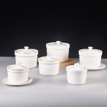 Ceramic Phnom Penh Stew Pot Hotel Fishbone Bird's Nest Stew Soup Pot Shaxian Soup Pot Commercial Steamed Egg Bowl Water-proof Stew Pot
