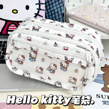 Kitty Cat Pencil Case Ins High-Value Aesthetic Stationery Bag Cartoon Cute Student Large-Capacity Pencil Box