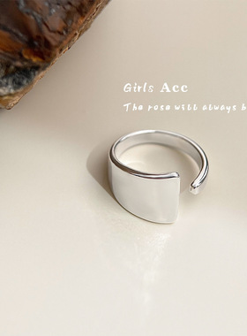 冷淡风几何不规则宽面戒指女小众夸张食指戒开口可调节指环