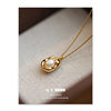 Brass plated 18K real gold French style light luxury elegant simple versatile pea natural pearl pendant necklace for women