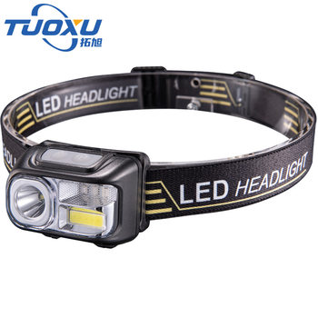 Outdoor Led Intelligent Sensor Long-Range Cob Floodlight Headlight Strong Light Charging Super Bright Head-Mounted Night Fishing Red and Blue Warning Light