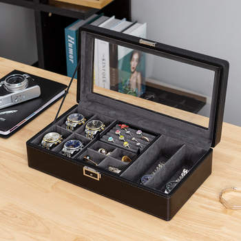 Ready-Made Jewelry Watch Storage Display Box 4-Position Watch + Jewelry Storage Box Ring Earrings Pendant Bracelet Box