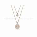 Double layer diamond rose gold necklace
