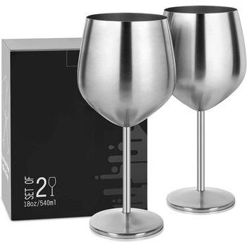 European style 18oz champagne glass stainless steel goblet high color value cocktail glass bar tulip glass vintage wine glass