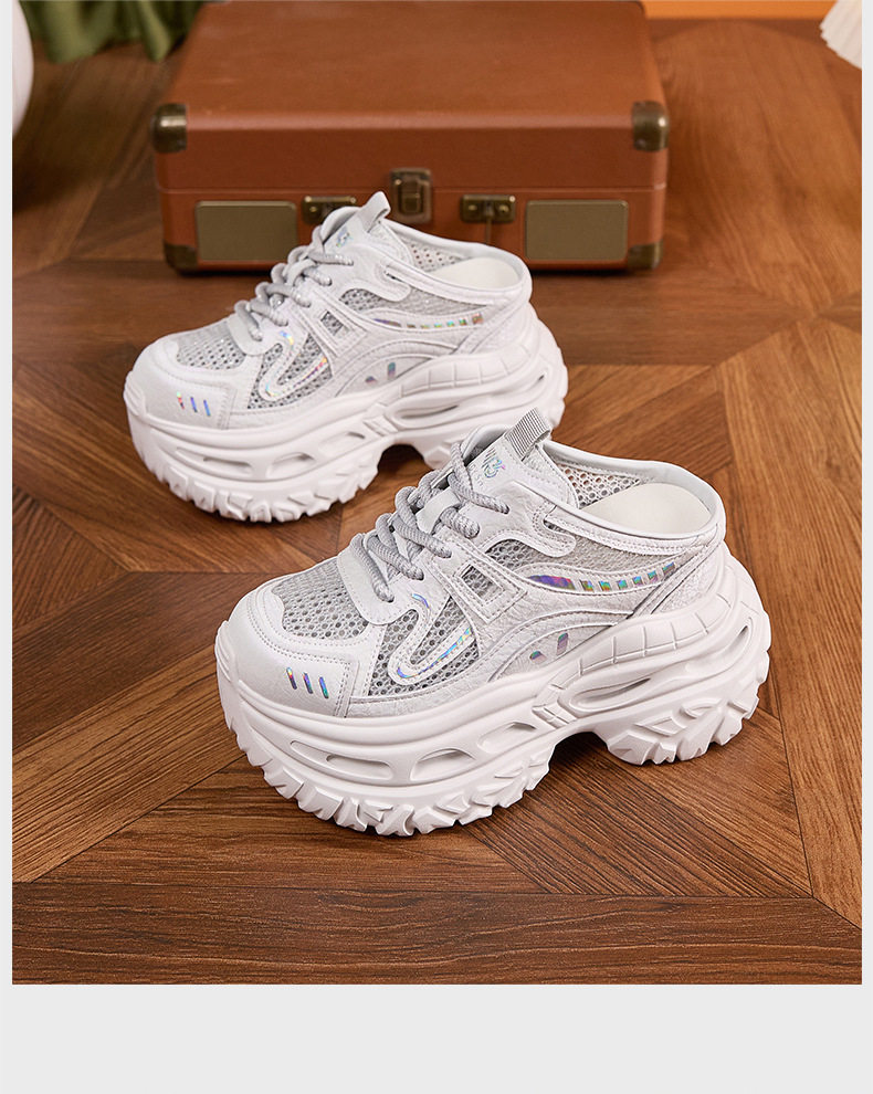 Sandal cao gót nữ hở mũi quai ngang đế dày, gót siêu cao 8 cm, phong cách trẻ trung — Trắng, Xám, Hồng chi tiết 20