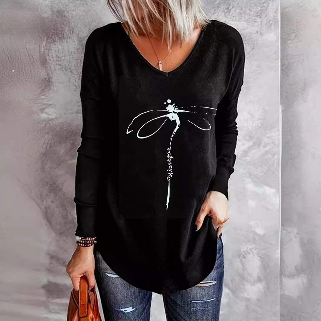 Womens Loose Fit Long Sleeve T Shirt V Neck Bamboo Fabric Summer Style Wholesale Available customizable