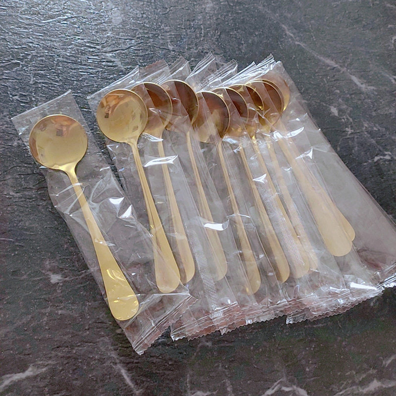 Stainless Steel Spoon Thickeneded Commercial Dessert Spoon Bird's Nest Spoon Takeaway Packaged Fast Food Soup Spoon Individually Packaged Tableware