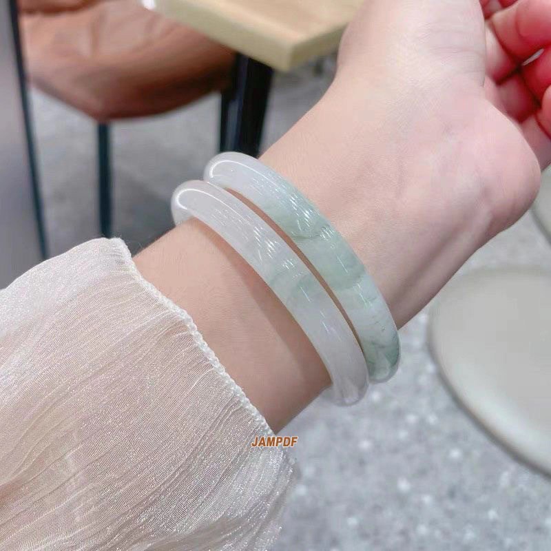 New Chinese Style Glass Plain Circle Bracelet for Women, Accessible Luxury, High-End Niche, Exquisite White Moonlight Bracelet, Ancient Style Han Dynasty Accessories