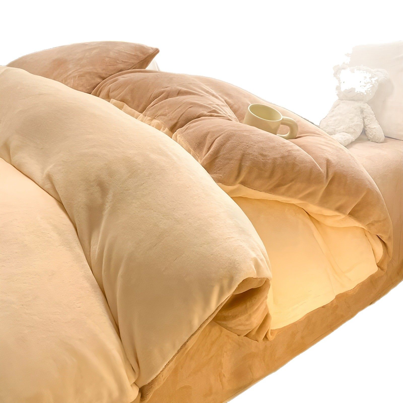 Authentic Thickeneded Naked Sleeping Milk Velvet Four-Piece Set Winter Cream Style Baby Velvet Bed Bed Sheets Quilt Cover Coral Velvet Three-Piece Set