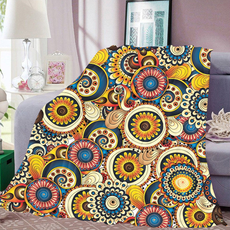 Cross-Border Digital Printed Flannel Blanket, Room Blanket, Office Nap Gift, Warm, European and American Style, Super Soft