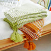 Mint Green retro large hanging ear knitted blanket bed & breakfast sofa blanket nap blanket bed tail blanket bed tail towel blanket bed cover blanket
