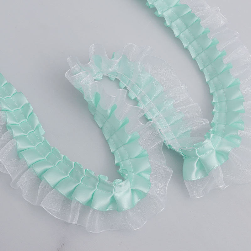 4cm double-layer pleated polyester transparent chiffon edge clothing accessories skirt cuff handmade diy skirt lace