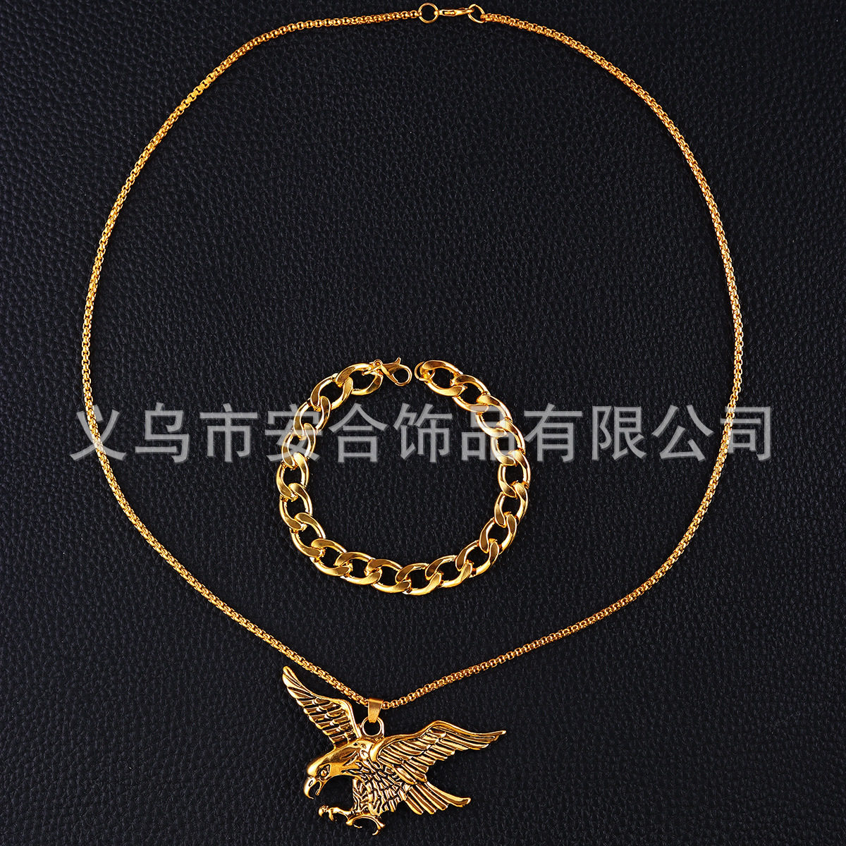 European and American fashion street hip-hop eagle pendant stainless steel chain men's necklace simple personality cross-border jewelry wholesale