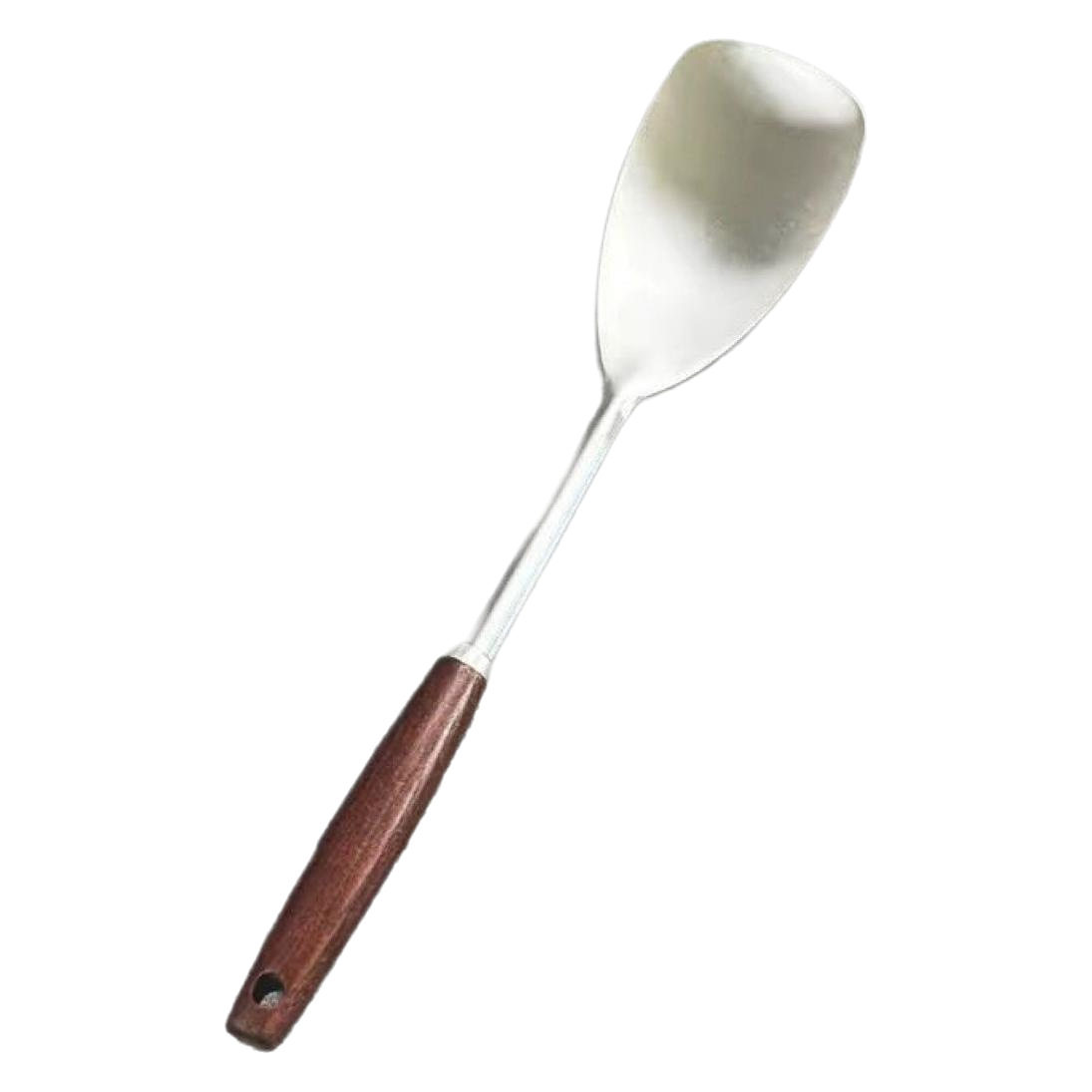 Stainless steel walnut handle small spatula soup spoon frying spatula kitchen household walnut handle kitchenware suit
