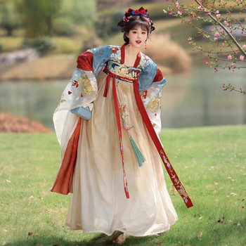 Adult White Jade Chest-Length Hanfu Tang-Style Daily Heavy Embroidery Fairy-Style Large Sleeves Improved for Spring and Autumn