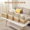 Desktop Woven Storage Basket with Lid Household Large Rattan-like Storage Box Sundry Snack Toys Straw Storage Basket