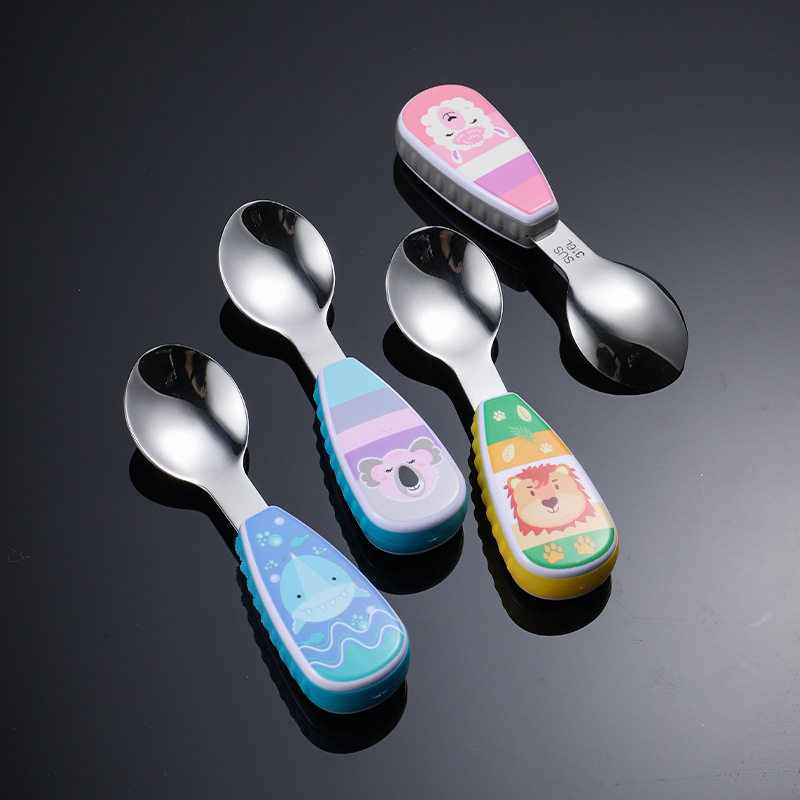 Cute Children's Cartoon 316 Stainless Steel Tableware suit Maternal and Infant Products Baby Training Fork Spoon Portable suit ABS
