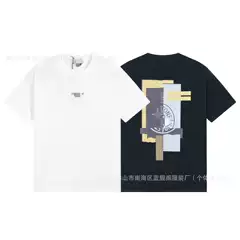 Cross border foreign trade Stone lsland stone short sleeved front and back printed cross compass pattern men's and women's T-shirt trend