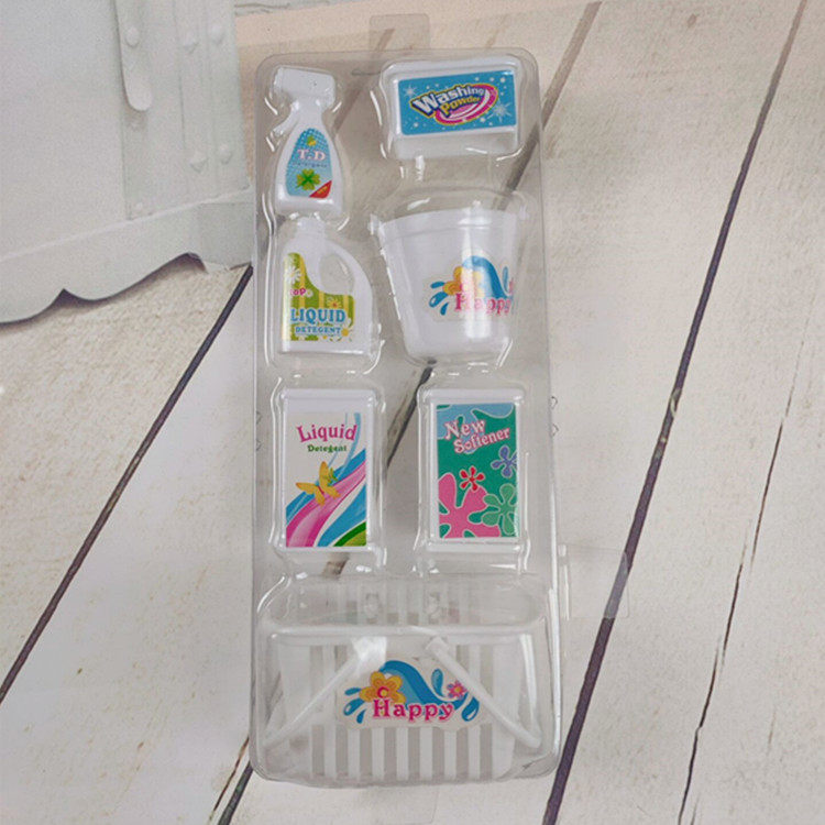 Doll Toy Accessories, Doll Sanitary Ware, Household Cleaning 7-Piece Set with Blister Packaging, Storage Box Bucket Cleaner