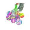 Internet Celebrity Rainbow Ball with Rope Elastic Ball Portable Inflatable Football Children's Toys Stall Small Merchant Wholesale