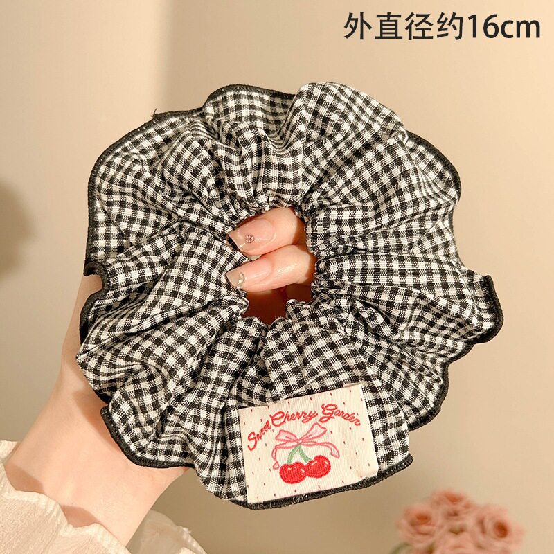 Extra Large Retro Red Plaid Hair Band for Women, Flower Rubber Band, Hair Ball, Hair Rope, Hair Rope, Hair Accessories