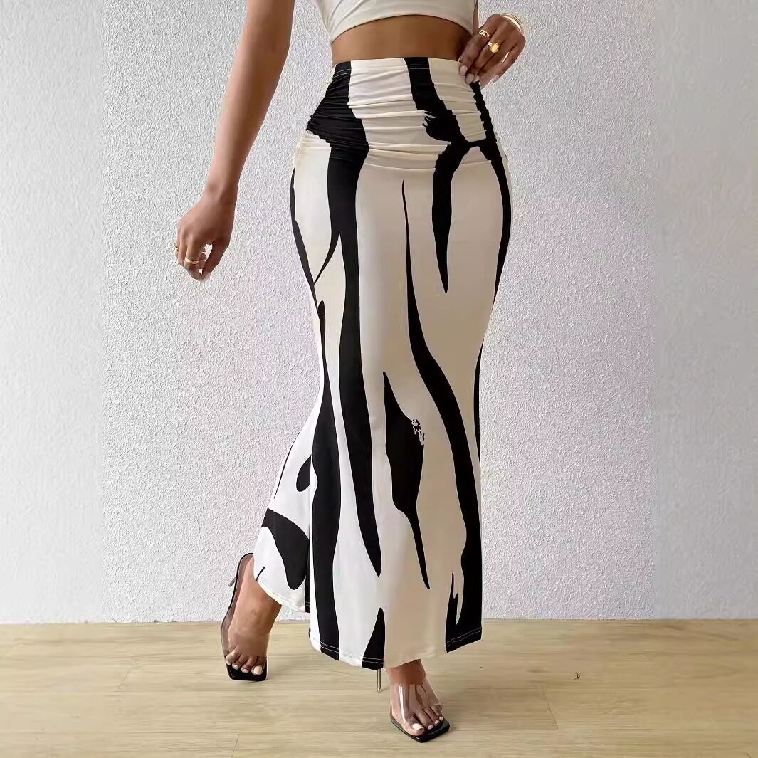 High Waisted Pencil Skirt Slimming Zebra Print Fishtail Design Comfortable Fit Perfect for Parties and Events