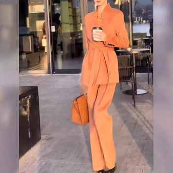 241226 Big Love Meiyuan 2025 New High-End Pure Color Smart Two-Piece Set of Waist Jacket and Wide-Leg Pants for Women