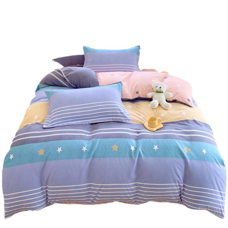 Brushed Printed Four-Piece Set Taiwan Bed Cover Quilt Cover Sheet Fitted Sheet (Three) Modern Simple Style