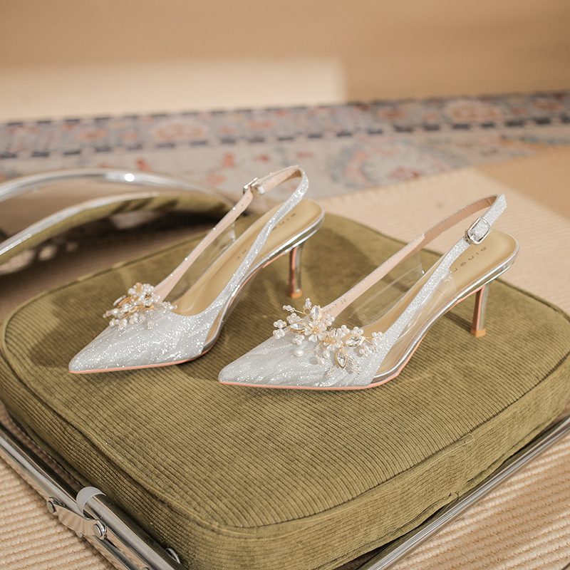 Giày Cao Gót Nữ Mũi Nhọn Gót Nhọn Dùng Trong Lễ Cưới