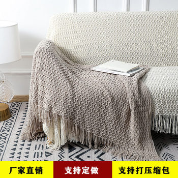 Amazon's New Sofa Blanket, Bedside Blanket, Knitted Cross-Border Blanket, Air Conditioning Blanket, Tassel Nap Wool Blanket