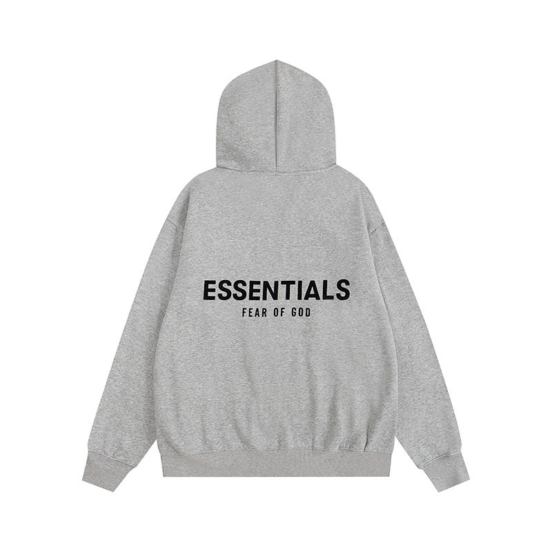 新款FEAR OF GOD ESSENTIALS植绒字母男女休闲宽松加绒连帽卫衣潮