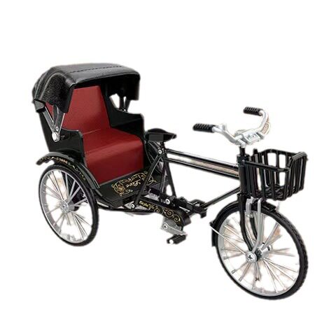合金三轮车模型人力脚踏车苦力车复古老式出租车洋车子人力盒装