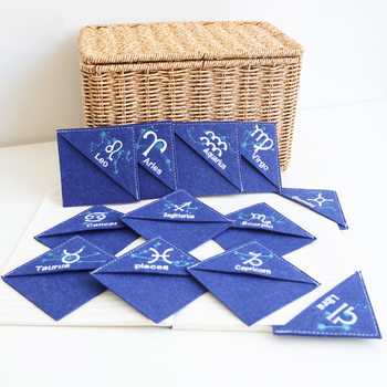 Twelve Zodiac Signs Pattern Fabric Bookmark Creative Square Cloth Material Book Page Corner Protective Cover Cross-Border Batch