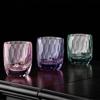 Household K9 Crystal Glass Whiskey and Red Wine Cup, Cut Glass Faceted Multicolored Cup, Foreign Wine Glass Gift