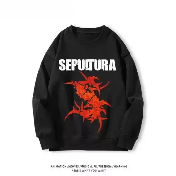 Sepultura with Printed Sweatshirt Men's Long-Sleeved Round Neck Top Autumn and Winter Trend Personalized Men's