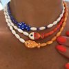 Cross-border Orange Cute Ceramic Wave Dot Clown Fish Clavicle Chain Hand-painted Beaded Bohemian Starfish Necklace