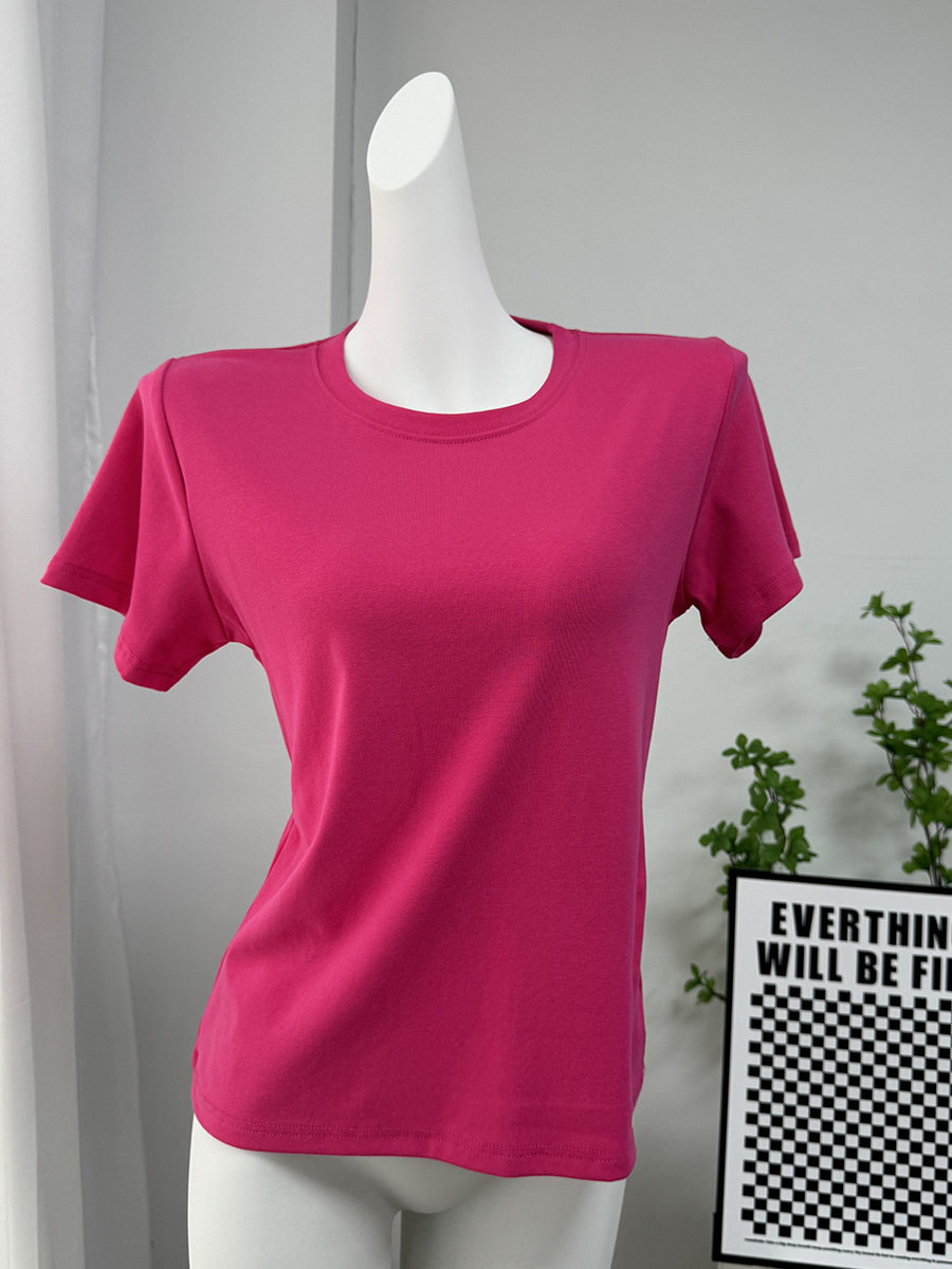 Womens Basic Solid Color T Shirt Slim Fit Short Sleeve Comfortable Fabric Casual Spring Summer Wear Wholesale