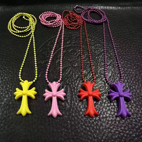 CH Crow Cross Resin Necklace Colorfulful Necklace Men and Women Qingshan Limited Trendyy Hip-hop Pendant