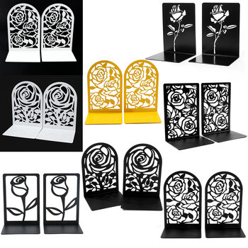 Creative Metal Cutting rose hollow book stand high-end desktop storage bookshelf decoration for friends