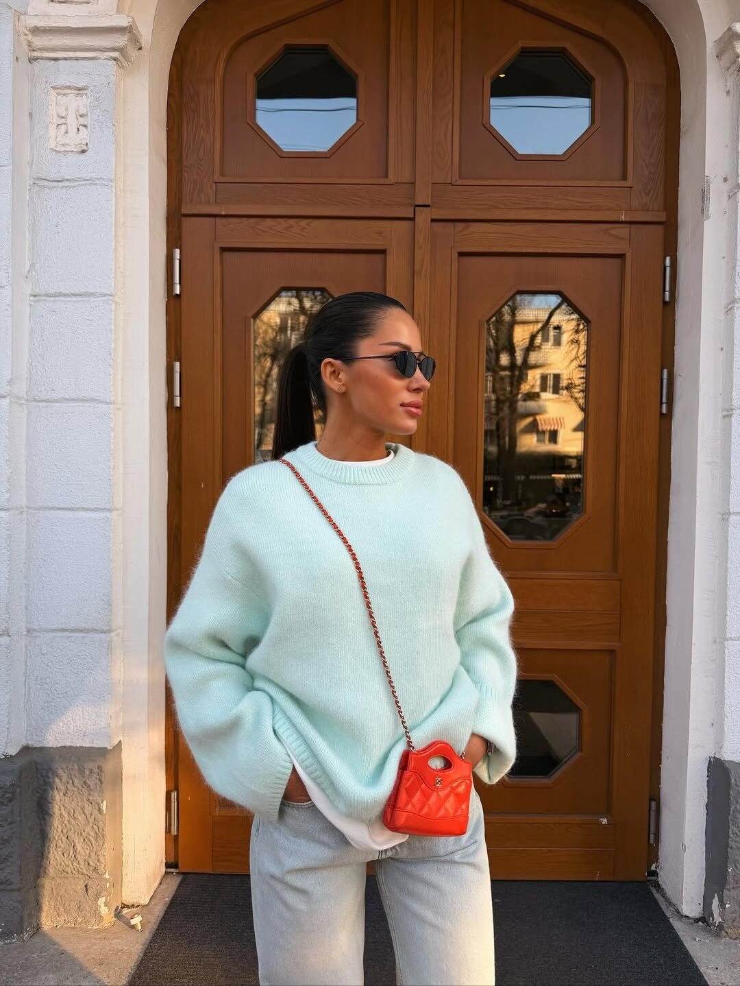 Womens Oversized Knit Sweater Round Neck Faux Mink Fabric Long Sleeve Casual Style Perfect for Spring and Autumn
