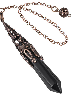 天然水晶石头灵摆六角柱吊坠配铜色珠链冥想打坐灵气瑜伽饰品挂件