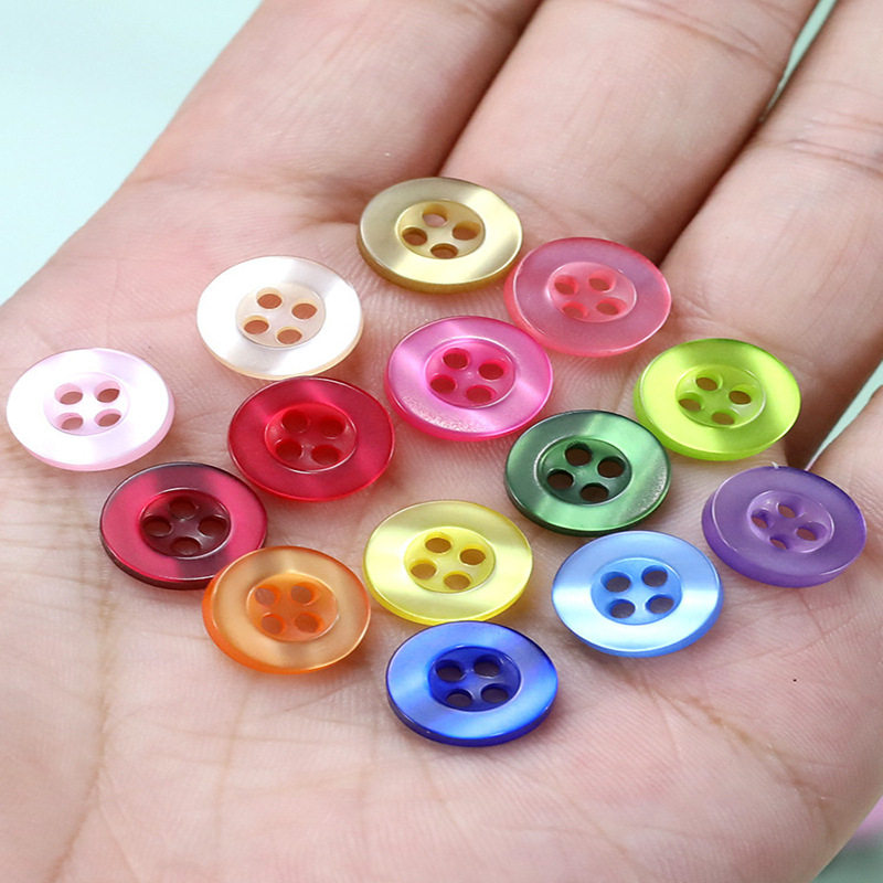 Four-Eye Colorfulful Thin Edge Resin Buttons Baby Clothing Shirt Bread Buttons Kindergarten Handmade DIY Buttons
