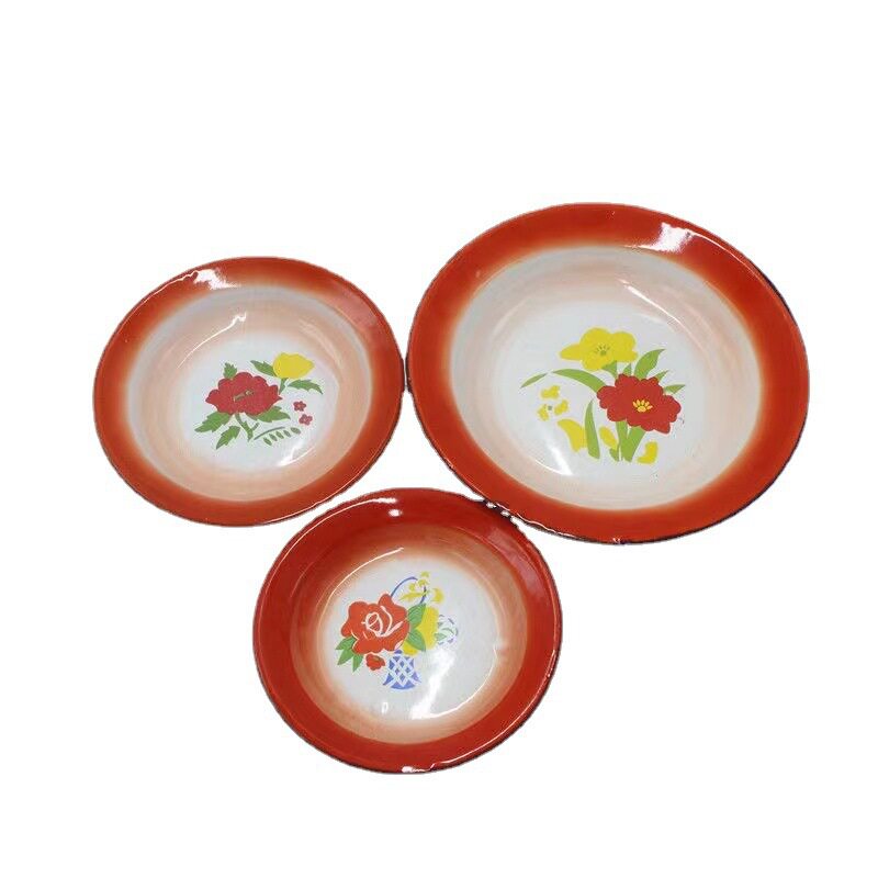 Old-Fashioned Enamel Plate, Nostalgic Quotations, Iron Dish, Round Snack Plate, Nostalgic Restaurant, Hot Pot Restaurant Plate