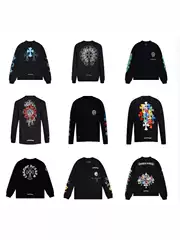 2025 New Trendy Brand Ch Chrome Cross Horseshoe Sanskrit Print Long-Sleeve Unisex Cross-Border Wholesale