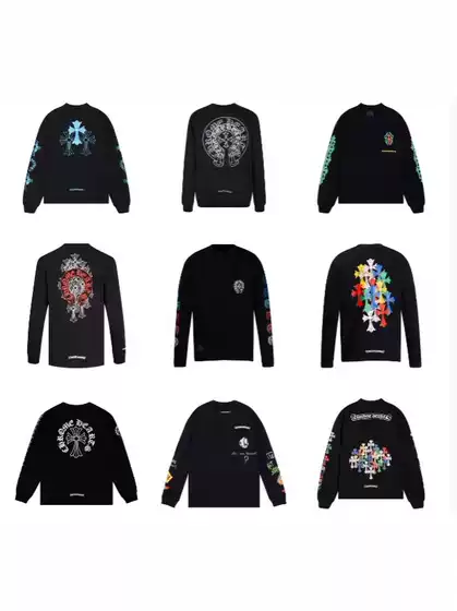 2025 New Trendy Brand Ch Chrome Cross Horseshoe Sanskrit Print Long-Sleeve Unisex Cross-Border Wholesale